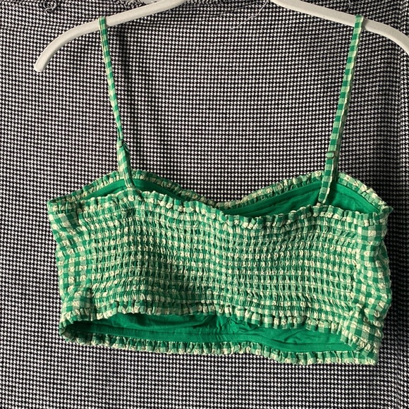 anthropologie cropped bandeau gingham top - Picture 2 of 3